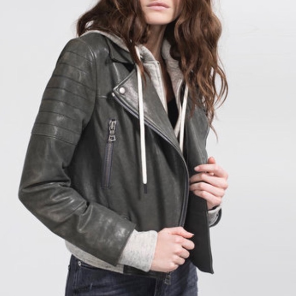 Alice + Olivia Jackets & Blazers - NWT Alice+Olivia Avril Leather Jacket Hoodie L